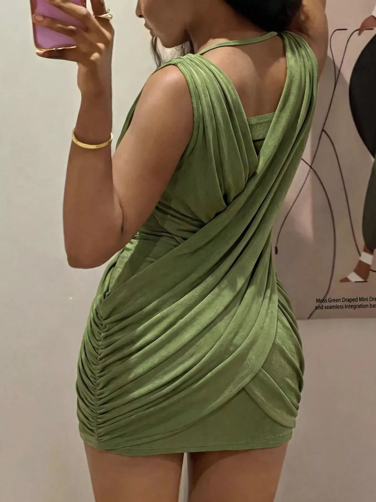 Ruched Wrap Sleeveless Mini Dress