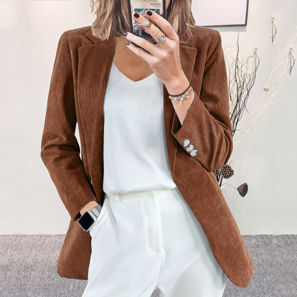 Women's Corduroy Blazer – Slim-Fit Elegant Workwear Jacket