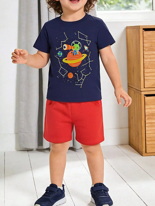 Children's Astronaut Graphic Tee & Shorts Set