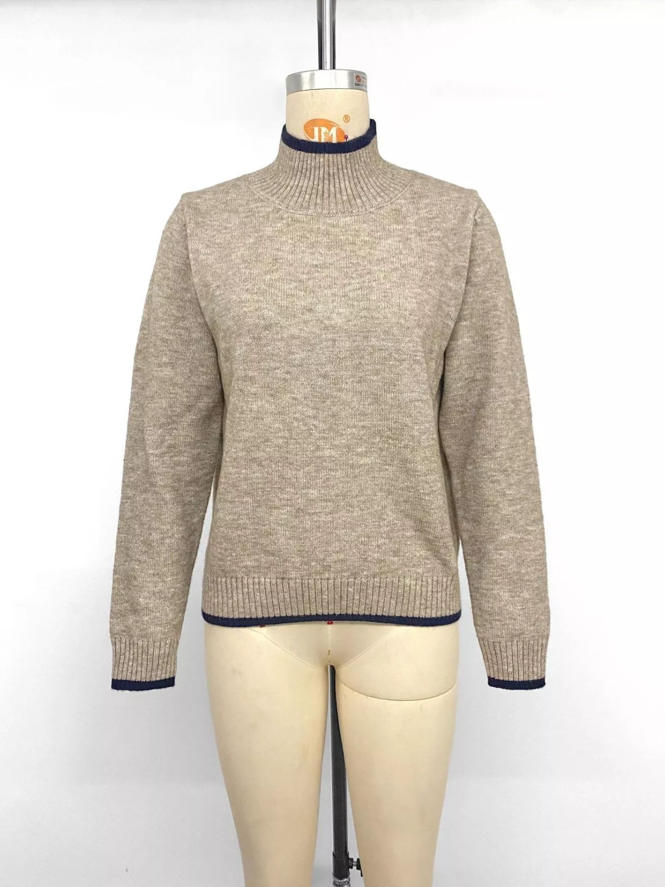 Cozy Mock Neck Sweater with Contrast Trim