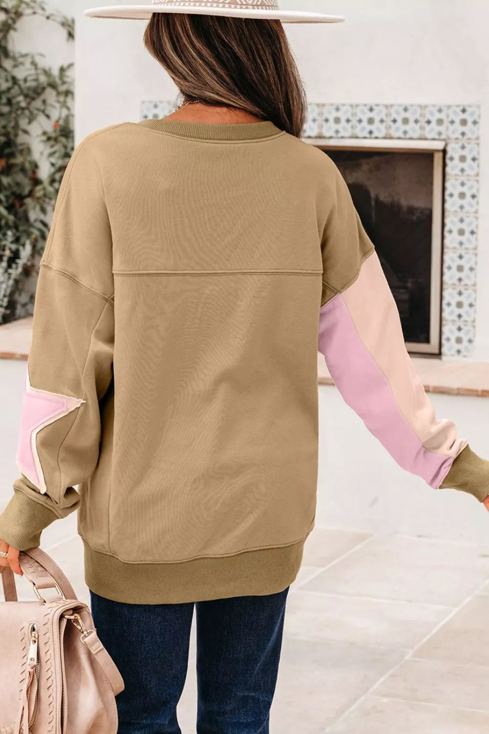 Star Patch Crew Neck Sweatshirt