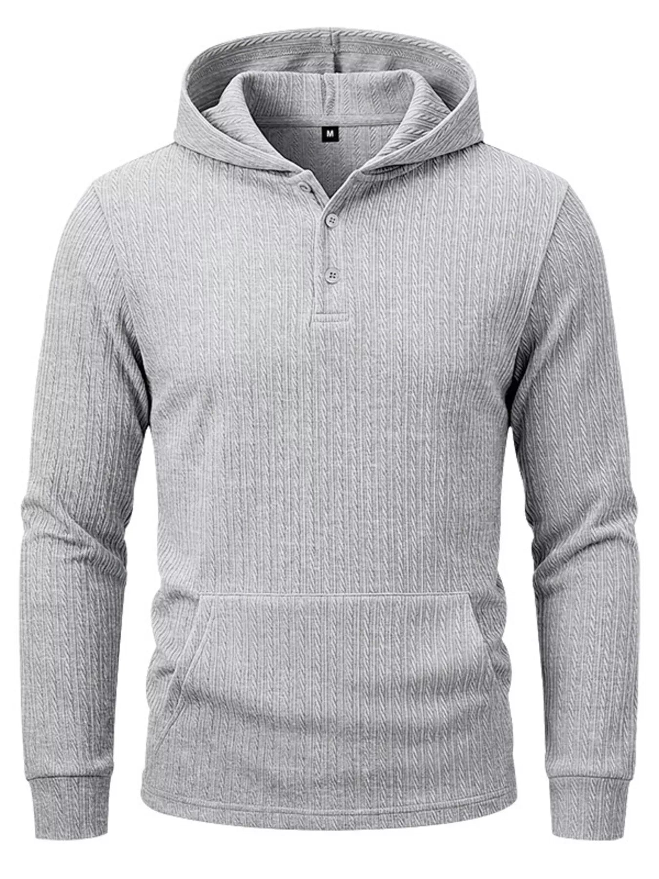 Men's Full Size Casual Kangaroo Pocket Knit Hoodie Plus Size
