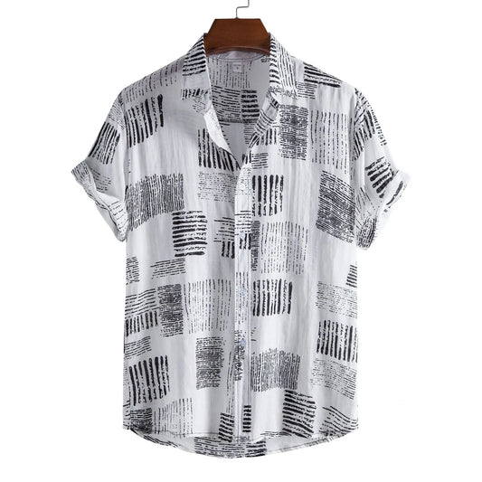 Men's Plus Size Casual Printed Short Sleeve Shirt