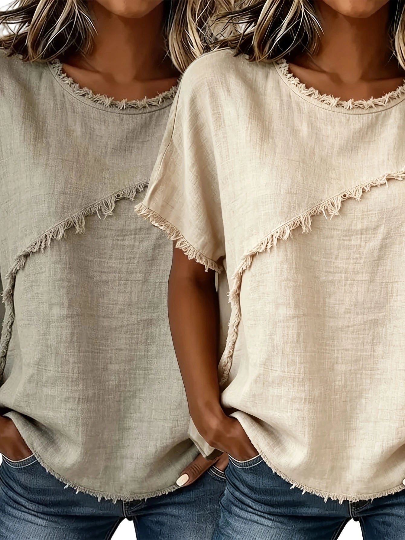 Women's Round-Neck Loose Short-Sleeve Top – 2-Pack Casual Tee