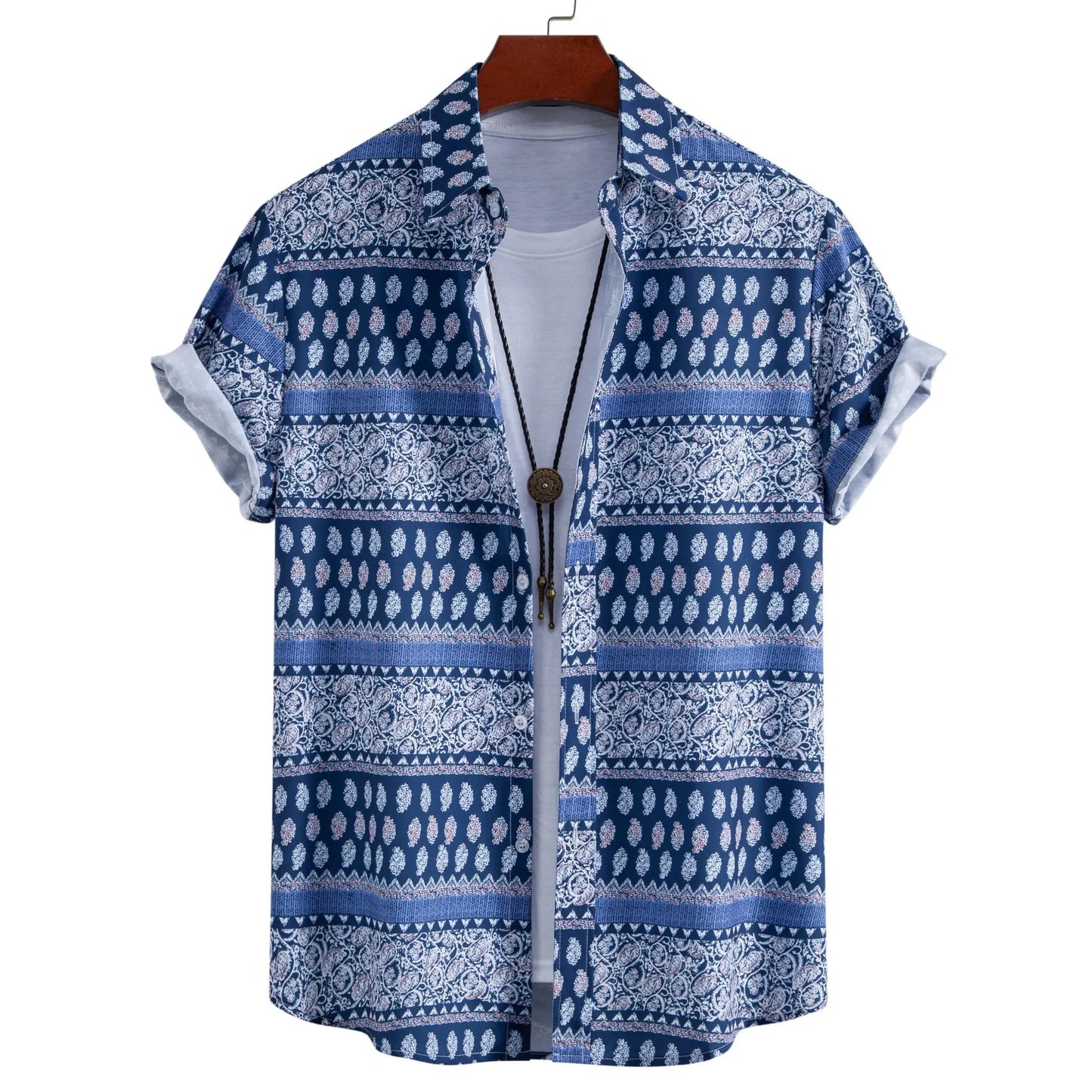 Men's Plus Size Geometric Print Short Sleeve Shirt