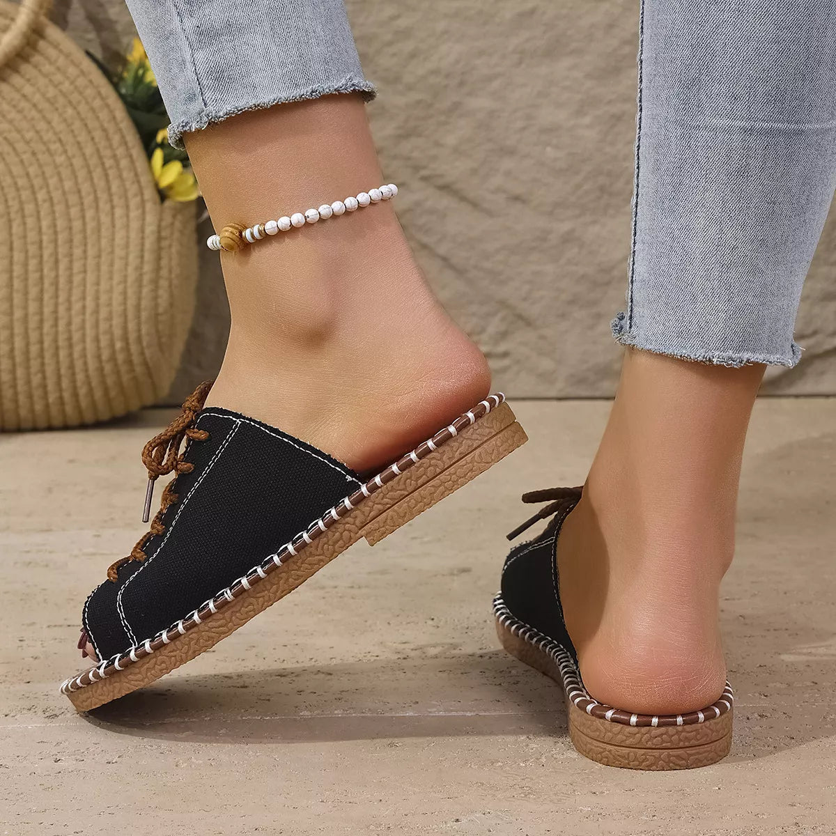Open Toe Lace Up Sandals
