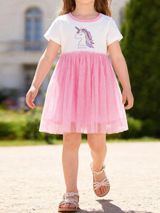 Children's Unicorn Graphic Tulle Dress