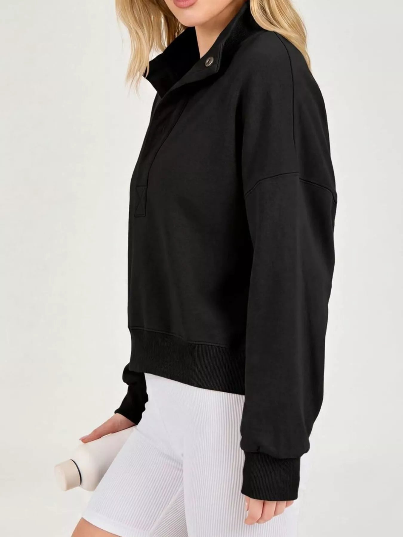 Half Snap Dropped Shoulder Sweatshirt
