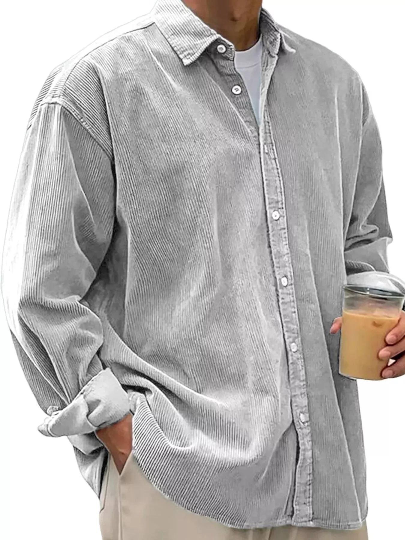 Men's Full Size Button Up Long Sleeve Shirt Plus Size
