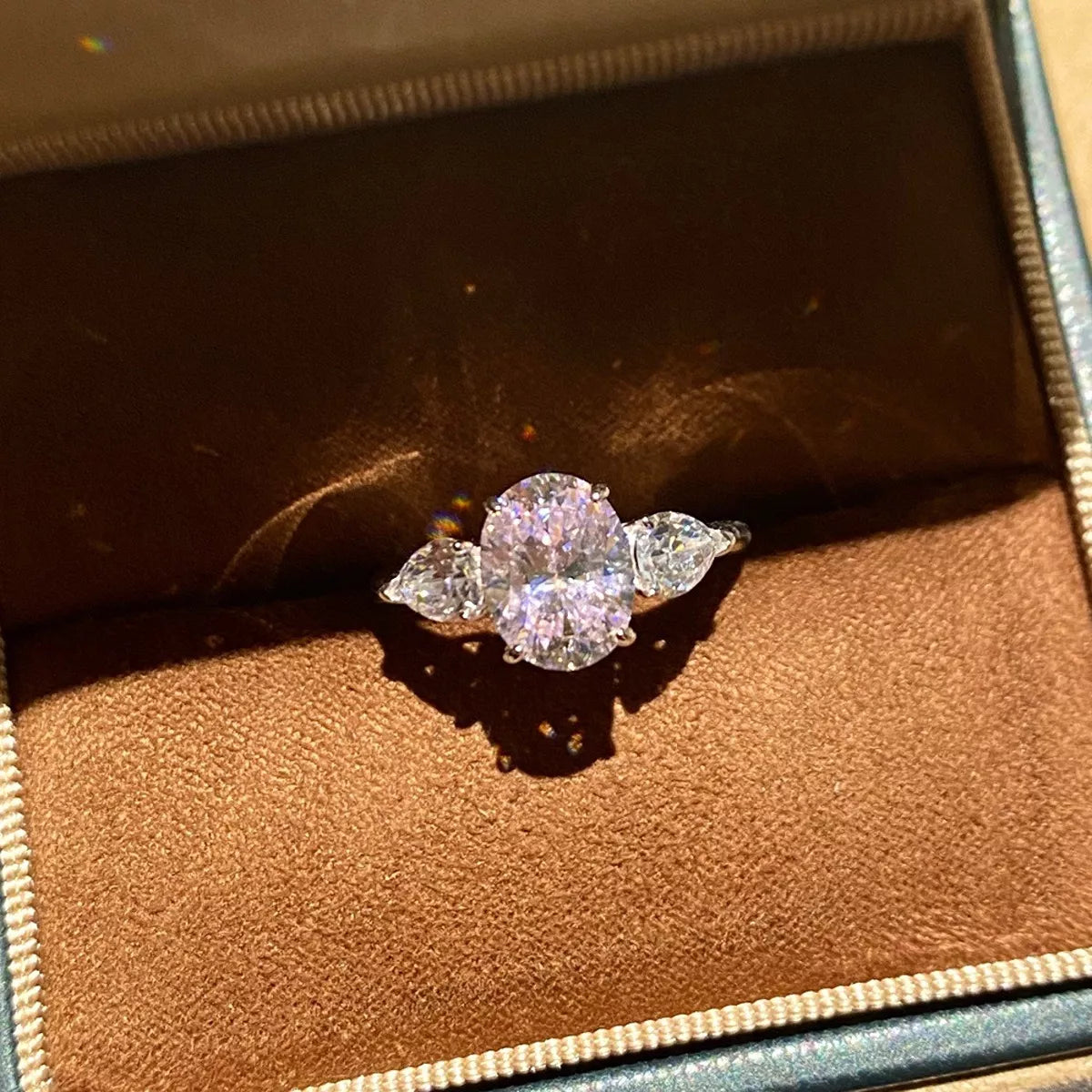 925 Sterling Silver Oval Cut Diamond Ring