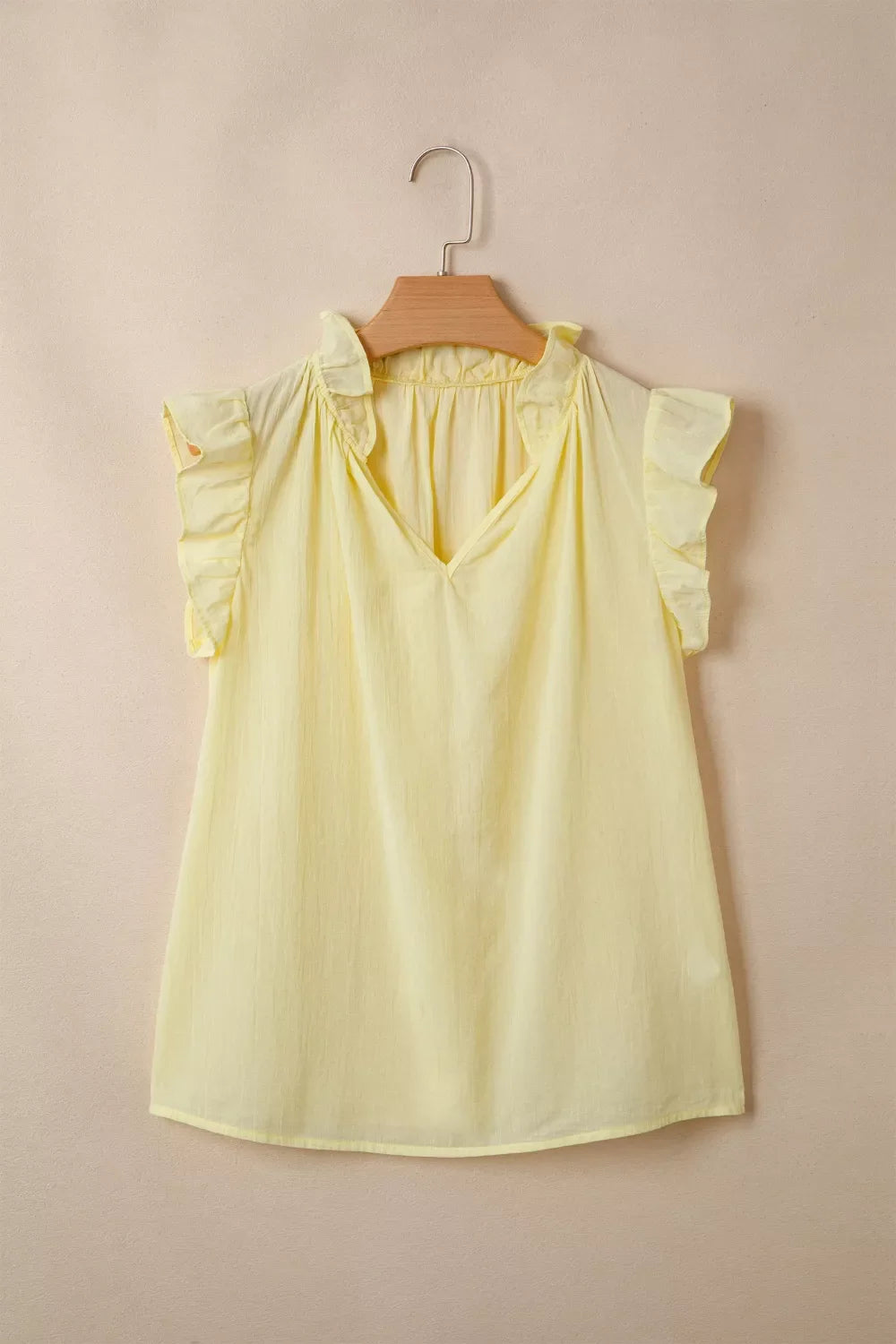V Neck Ruffle Trim Sleeveless Shift Top