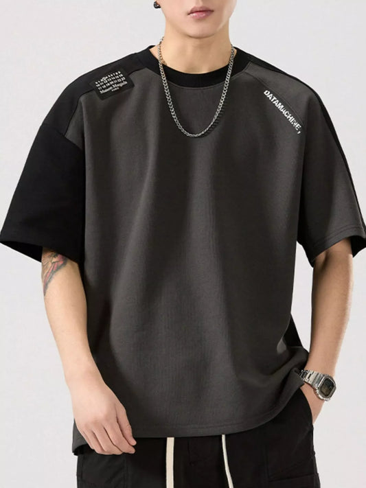 Men's Full Size Color Block Round Neck T-Shirt Plus Size