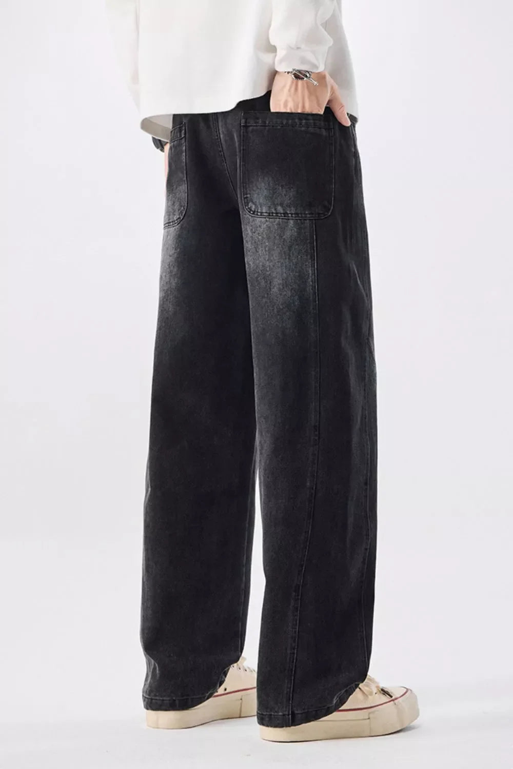 Men's Plus Size Vintage Wash Wide Leg Jeans