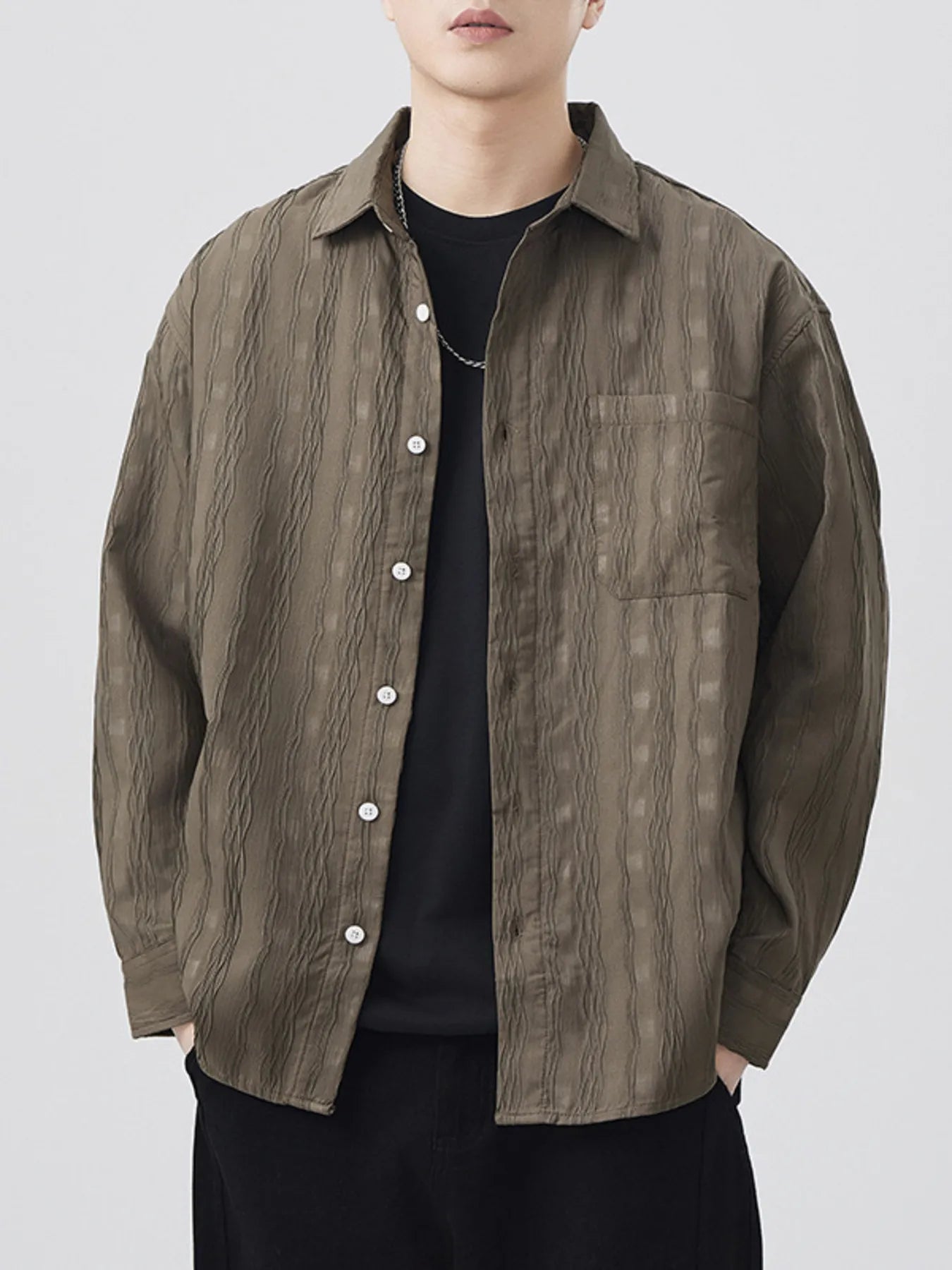 Men's Plus Size Button Up Long Sleeve Shirt