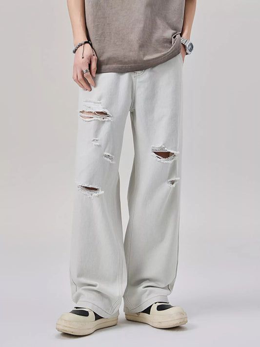 Men's Distressed Wide Leg Jeans