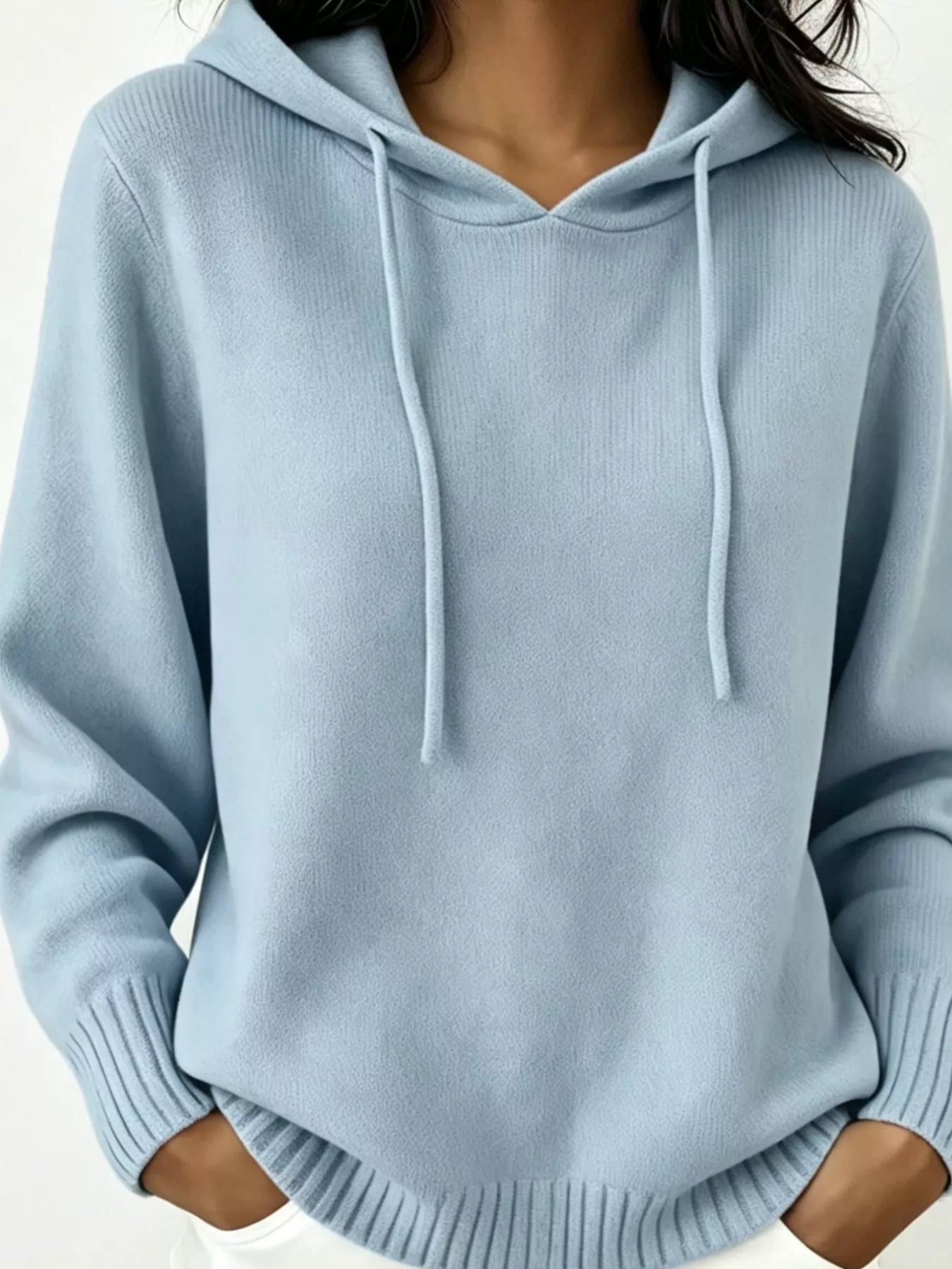 Cozy Ribbed Long‑Sleeve Hooded Sweater