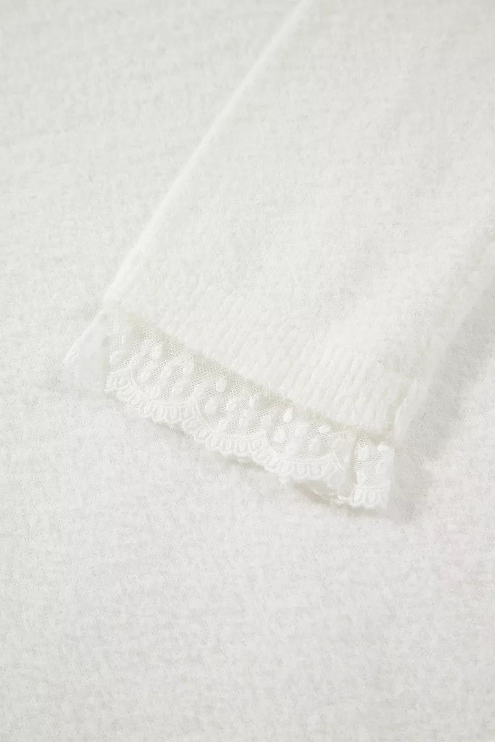 Lace Trim Neck Cuff Patchwork Long Sleeve Pullover Sweater