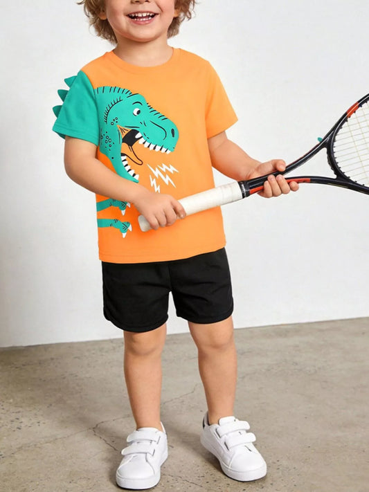 Children's Dinosaur Print Short Sleeve Tee & Shorts Set