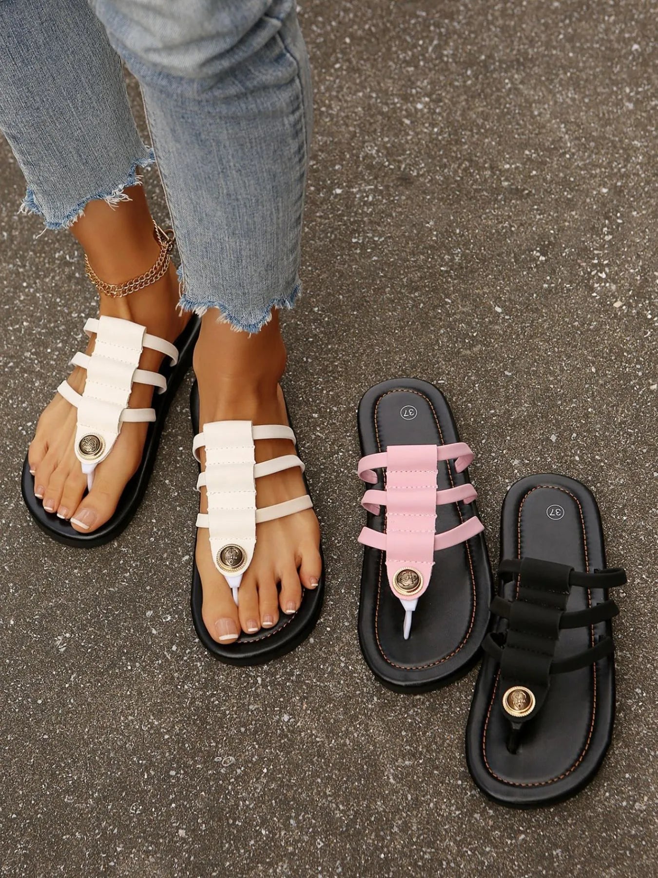 Multi-Strap Toe Post Sandals