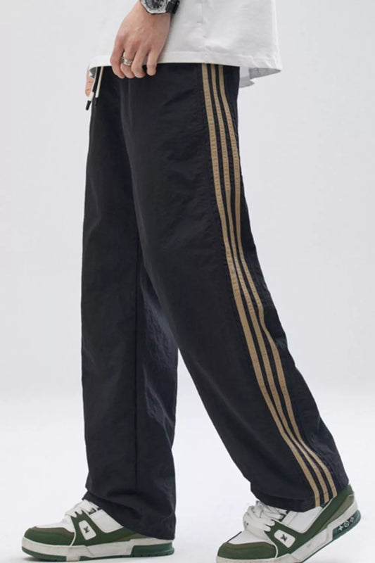 Men's Full Size Side Stripes Wide Leg Pants Plus Size
