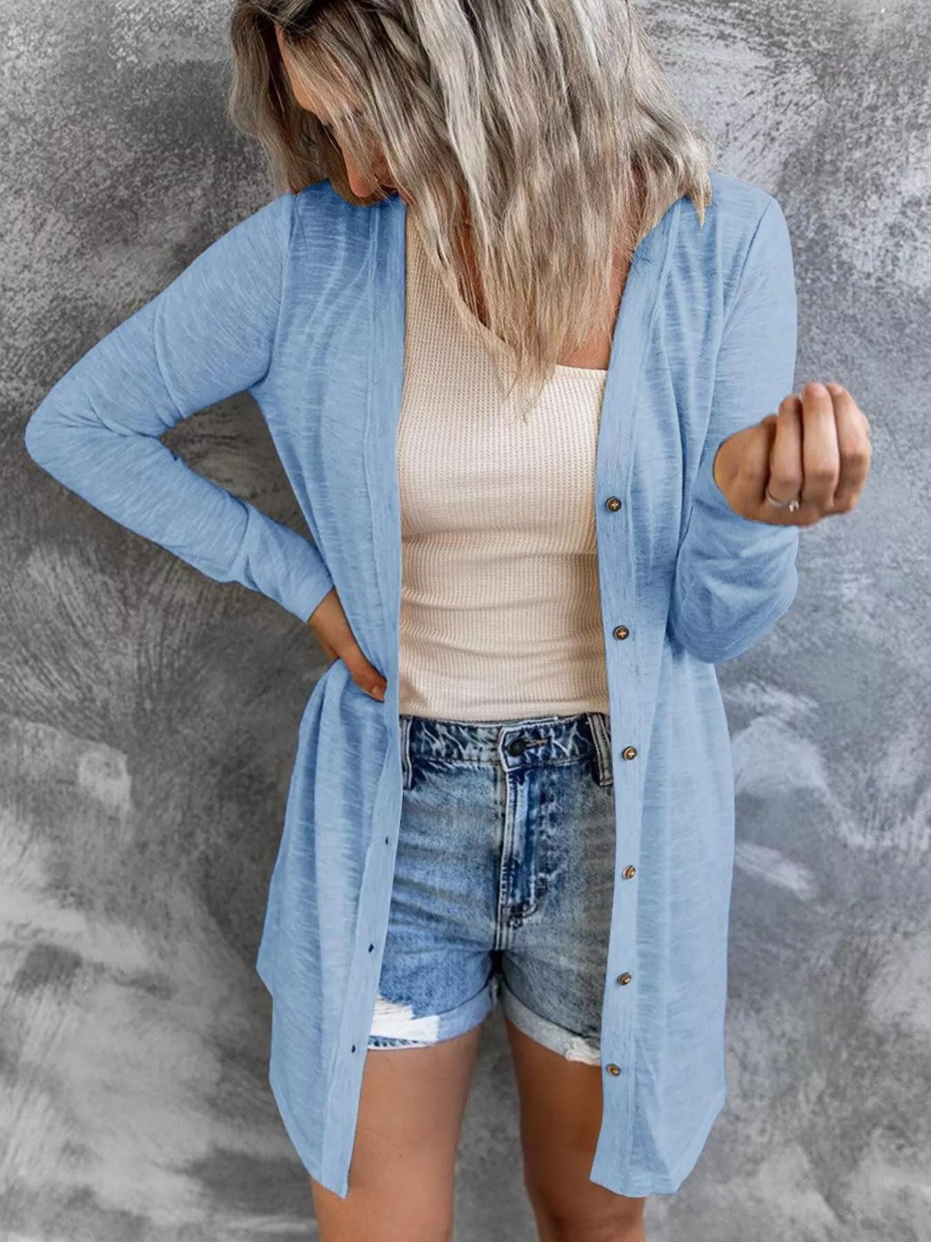 Full Size Lightweight Button-Up Cardigan Plus Size