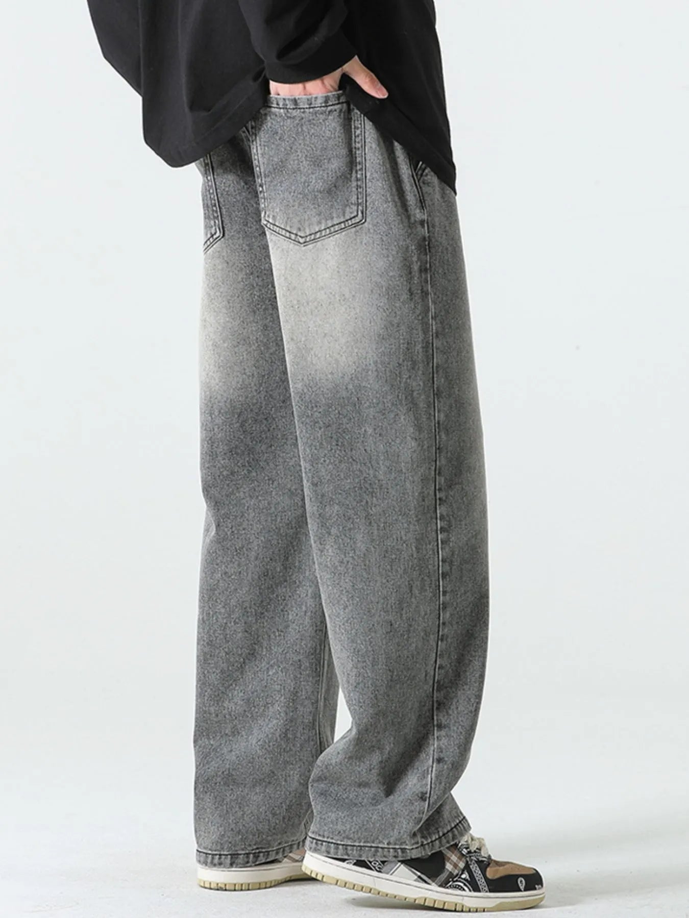 Men's Full Size Drawstring Wide Leg Jeans Plus Size