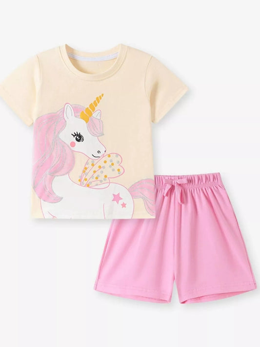 Children's Unicorn Graphic Tee & Shorts Set