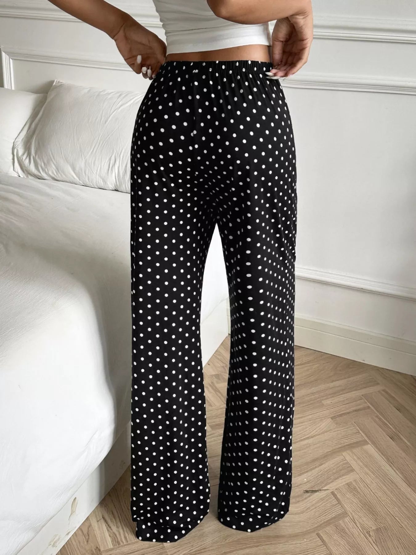 Polka Dot Wide-Leg Pants