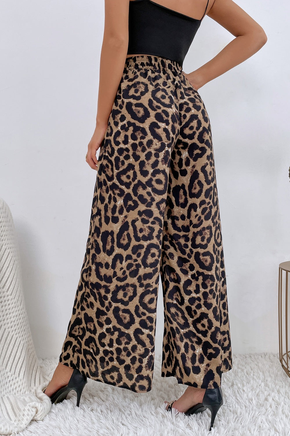 Leopard High Waist Wide Leg Pants