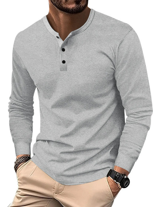 Men's Full Size Button Detail Long Sleeve T-Shirt Plus Size
