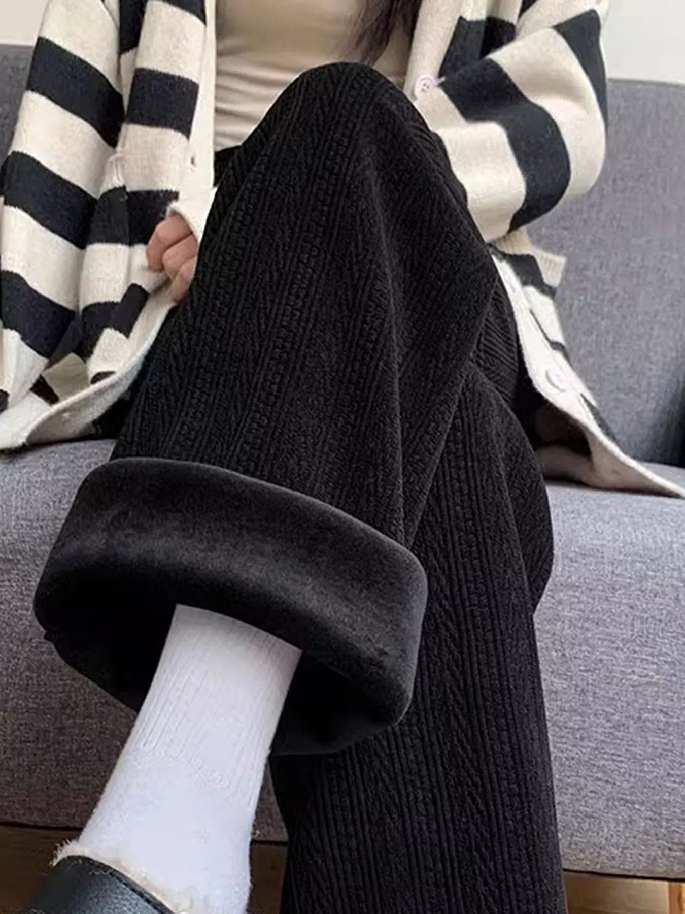 Corduroy Wide-Leg Pants