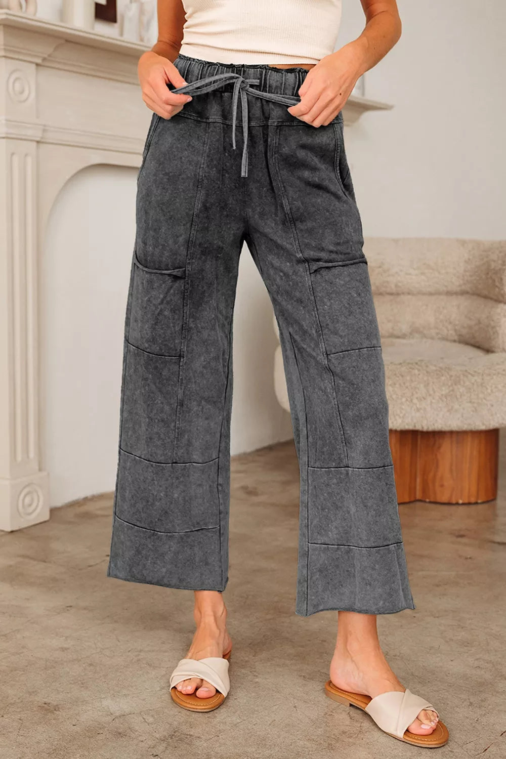High-Waisted Wide-Leg Cropped Pants