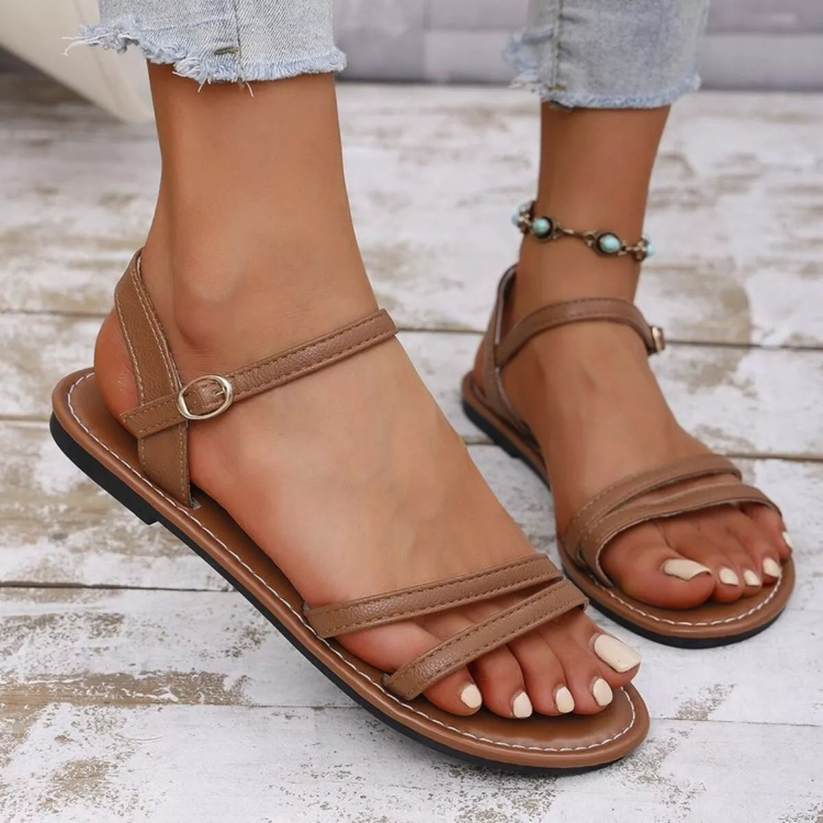 Open Toe Flats Sandals