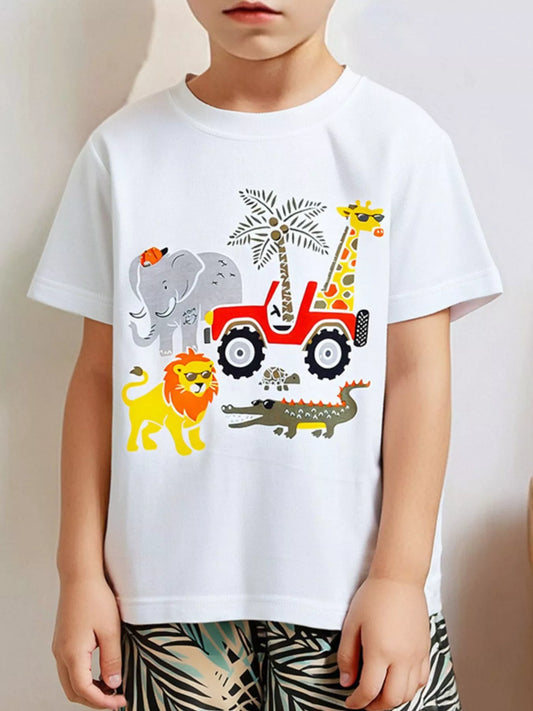 Children's Animal Graphic Tee and Shorts Set