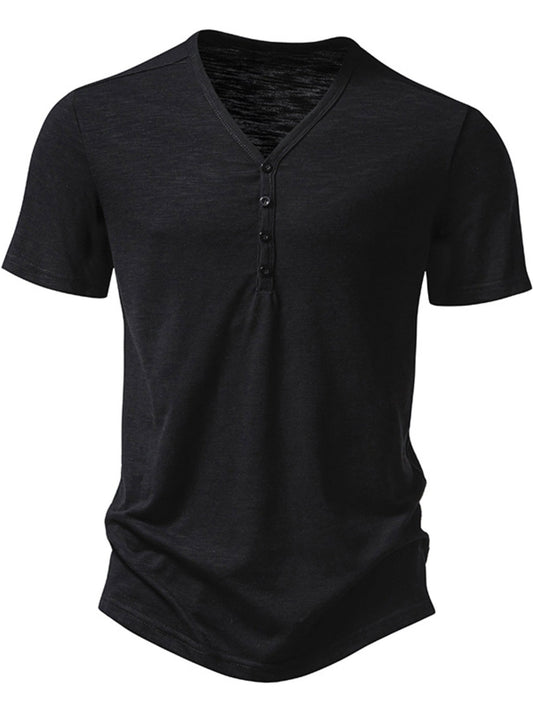 Men's Casual Button Detail T-Shirt