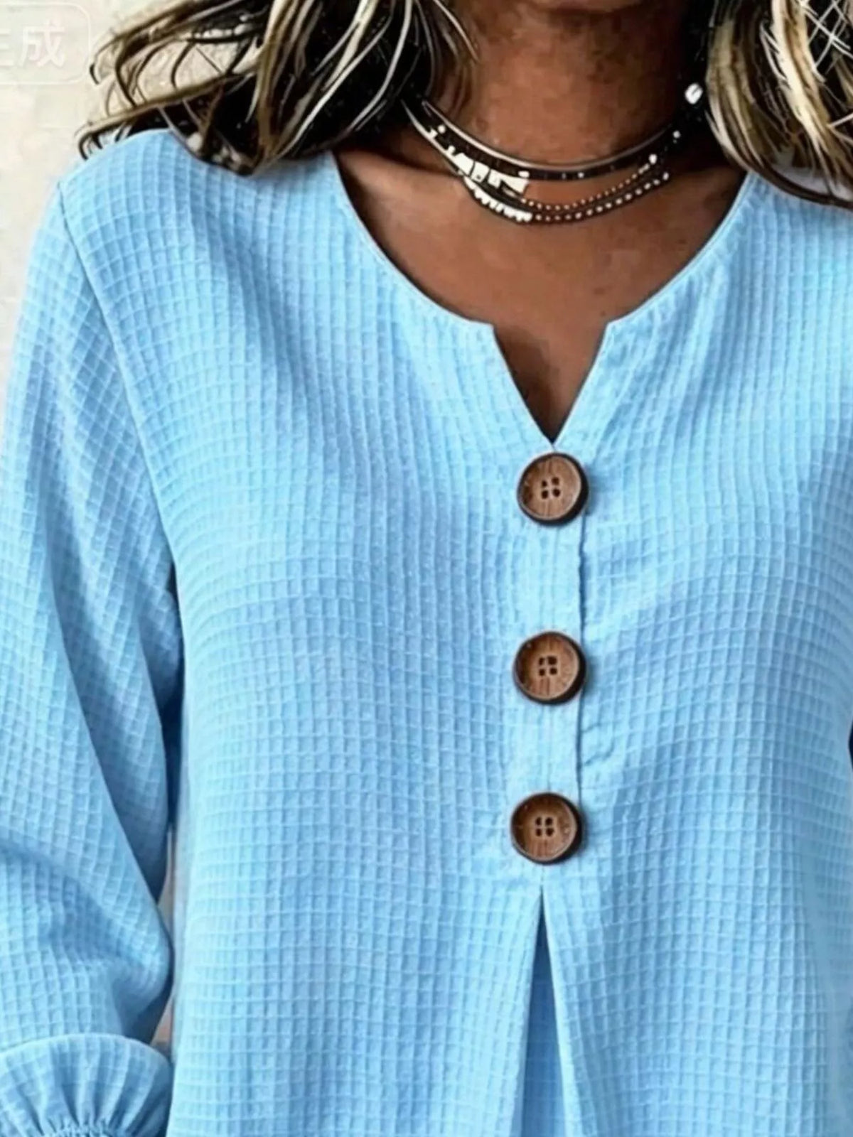 Full Size Waffle Knit Flounce Sleeve Blouse Plus Size