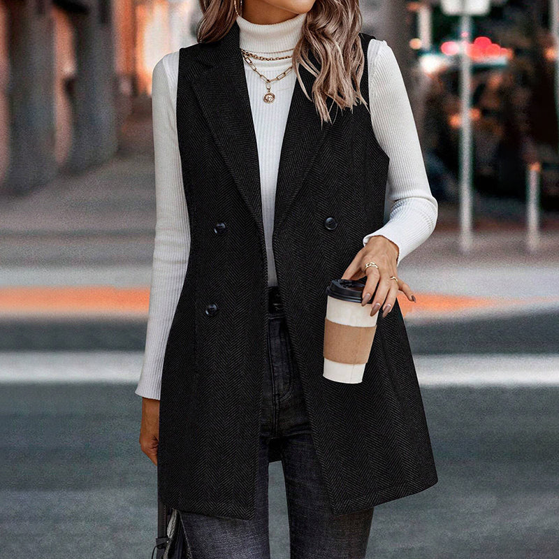 Women's Sleeveless Blazer Vest, Trendy Fall Winter Business Casual Cardigan (See size chart where applicable)