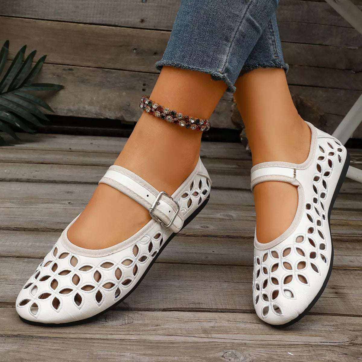 Round Toe Cutout Slip-Ons