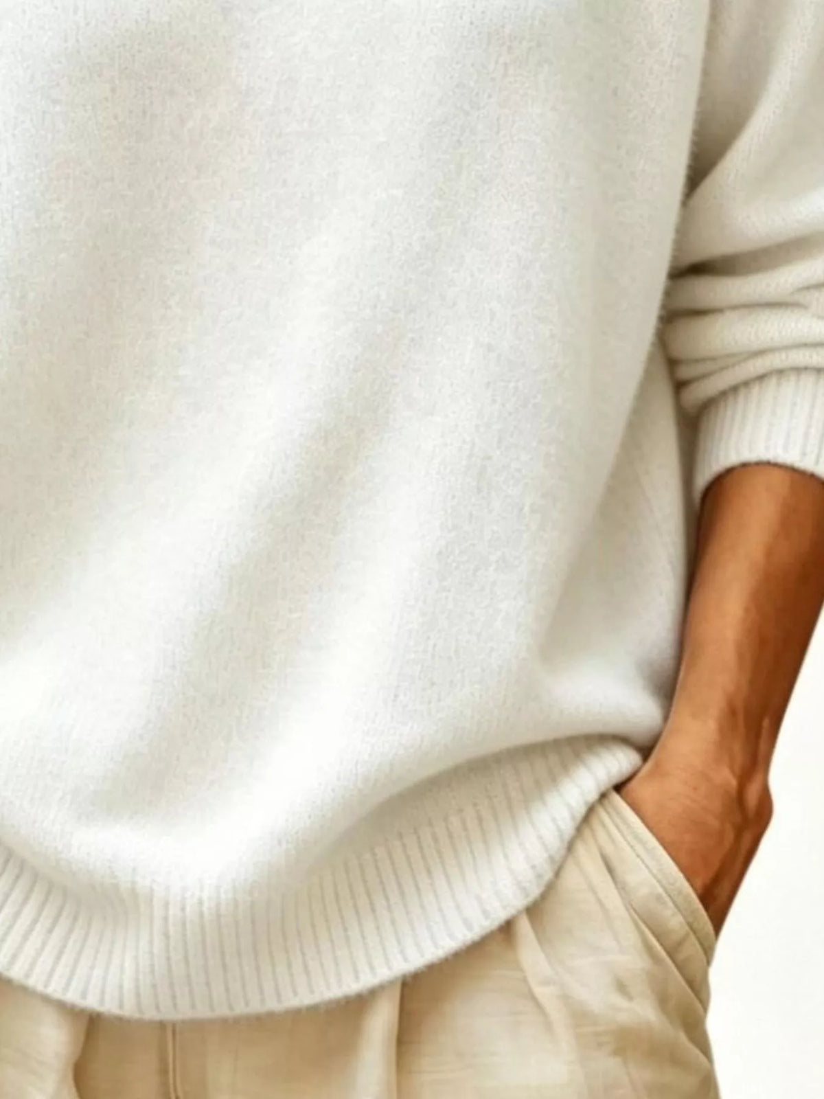 Full Size Round Neck Dropped Shoulder Sweater Plus Size