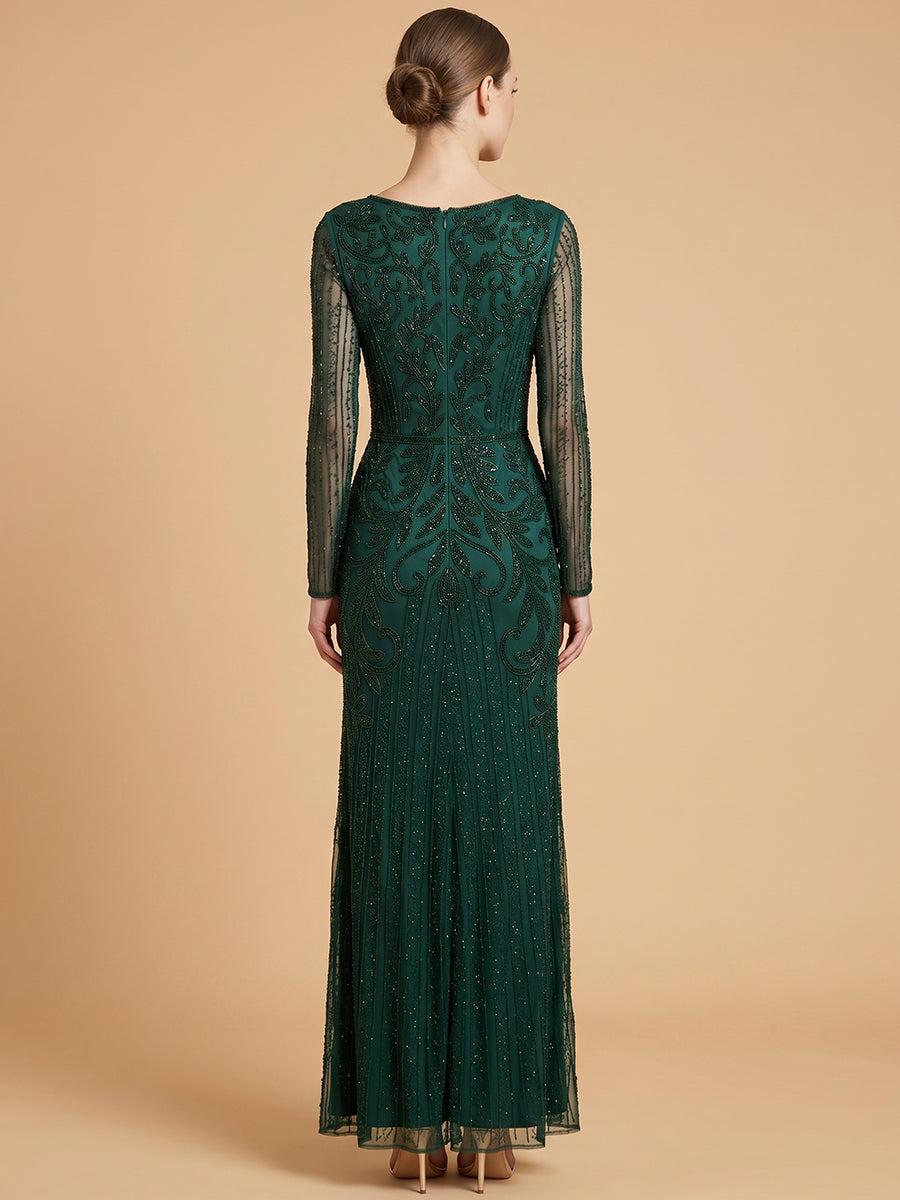 Long Sleeve Beaded Gown | 28841
