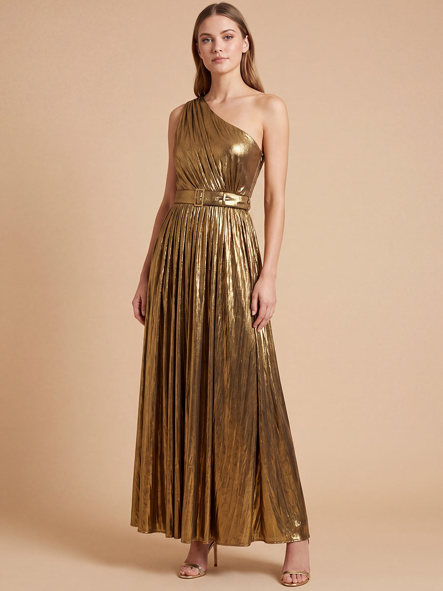 One Shoulder Metallic Dress | 28844