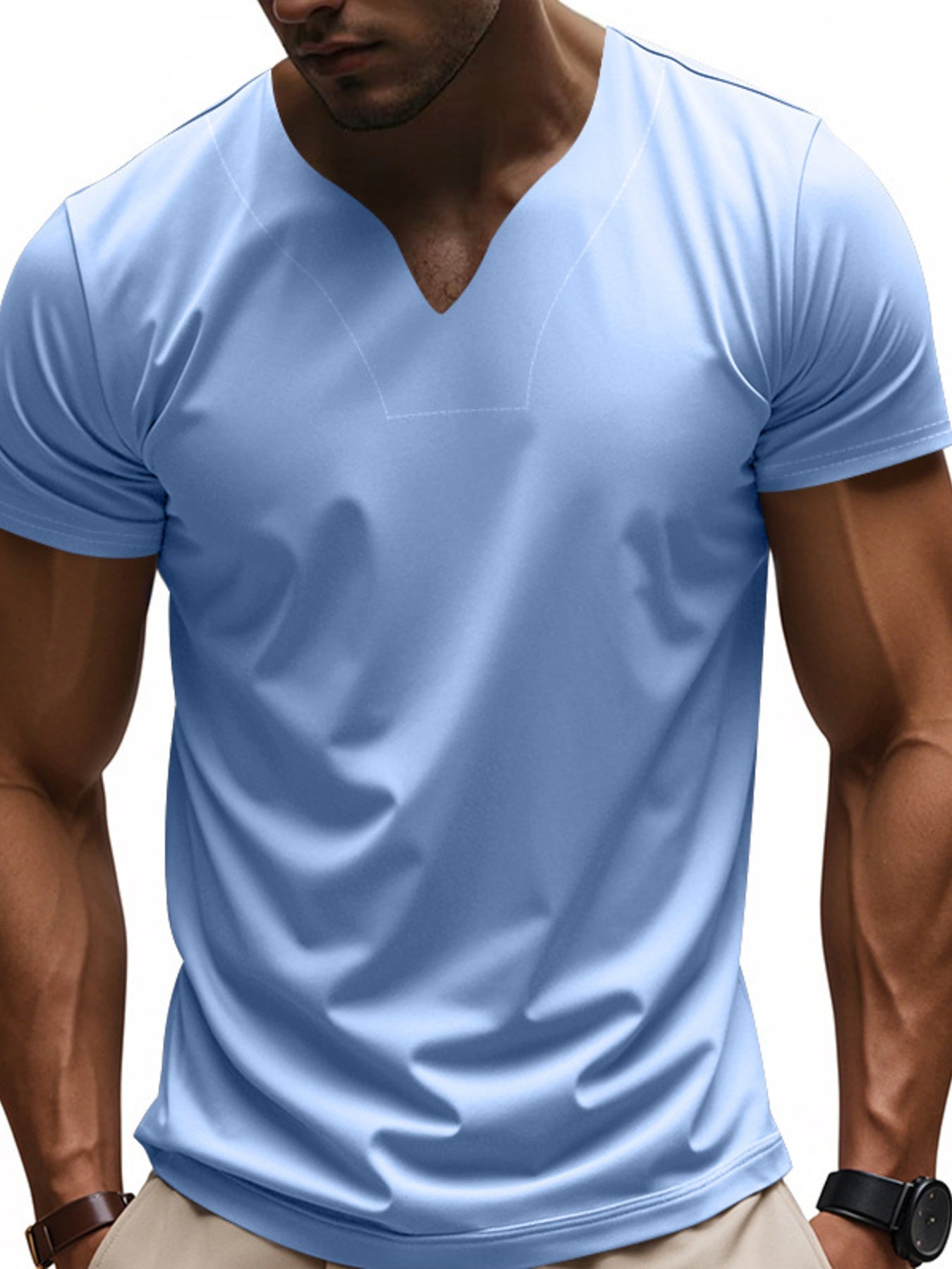 Men's Full Size Casual V-Neck Short Sleeve T-Shirt Plus Size