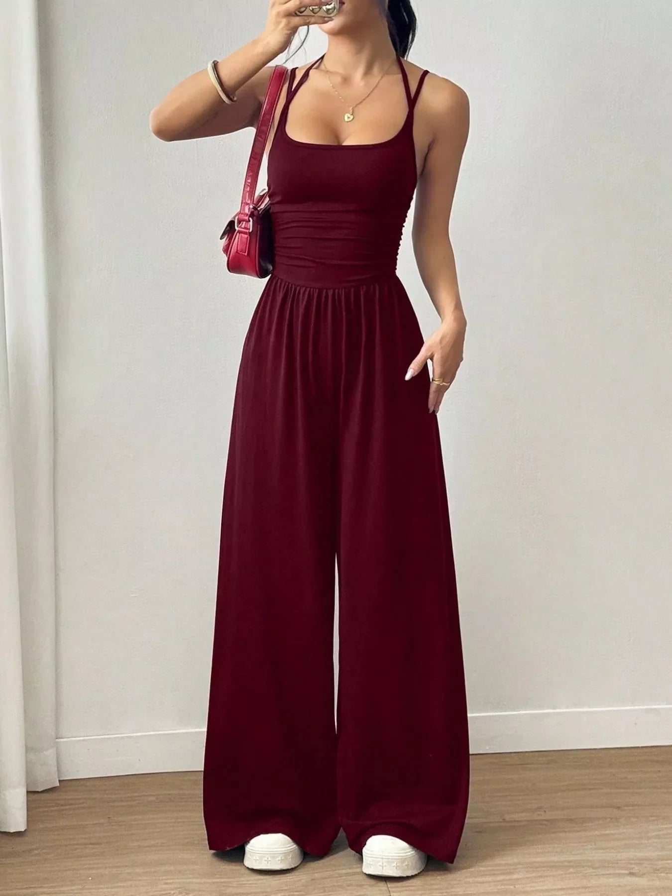 Spaghetti Strap Wide-Leg Jumpsuit