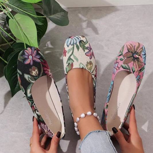 Floral Print Comfort Slip-Ons