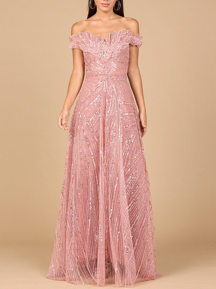 Off Shoulder Beaded Ballgown