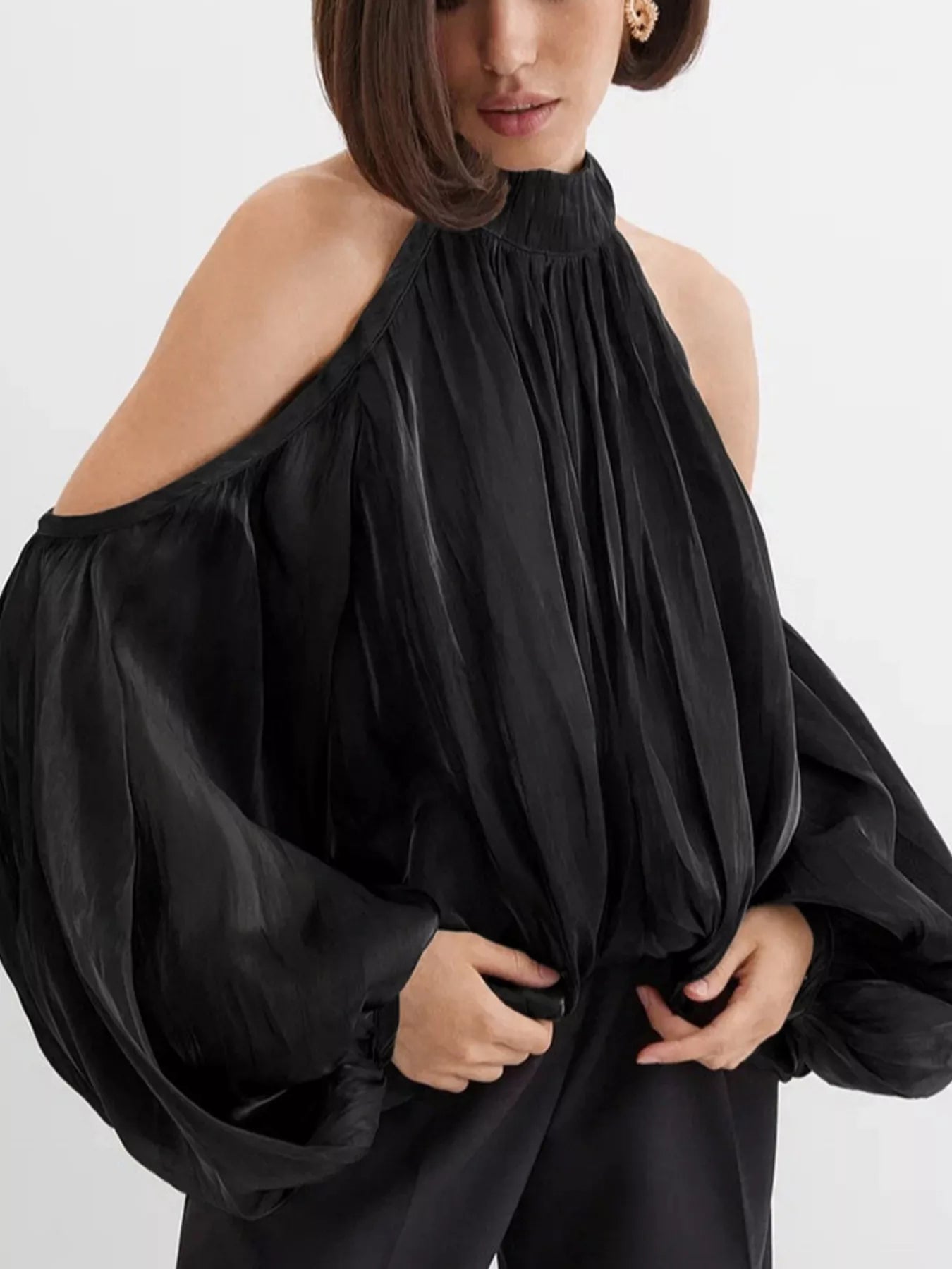 Cold Shoulder Long Sleeve Blouse