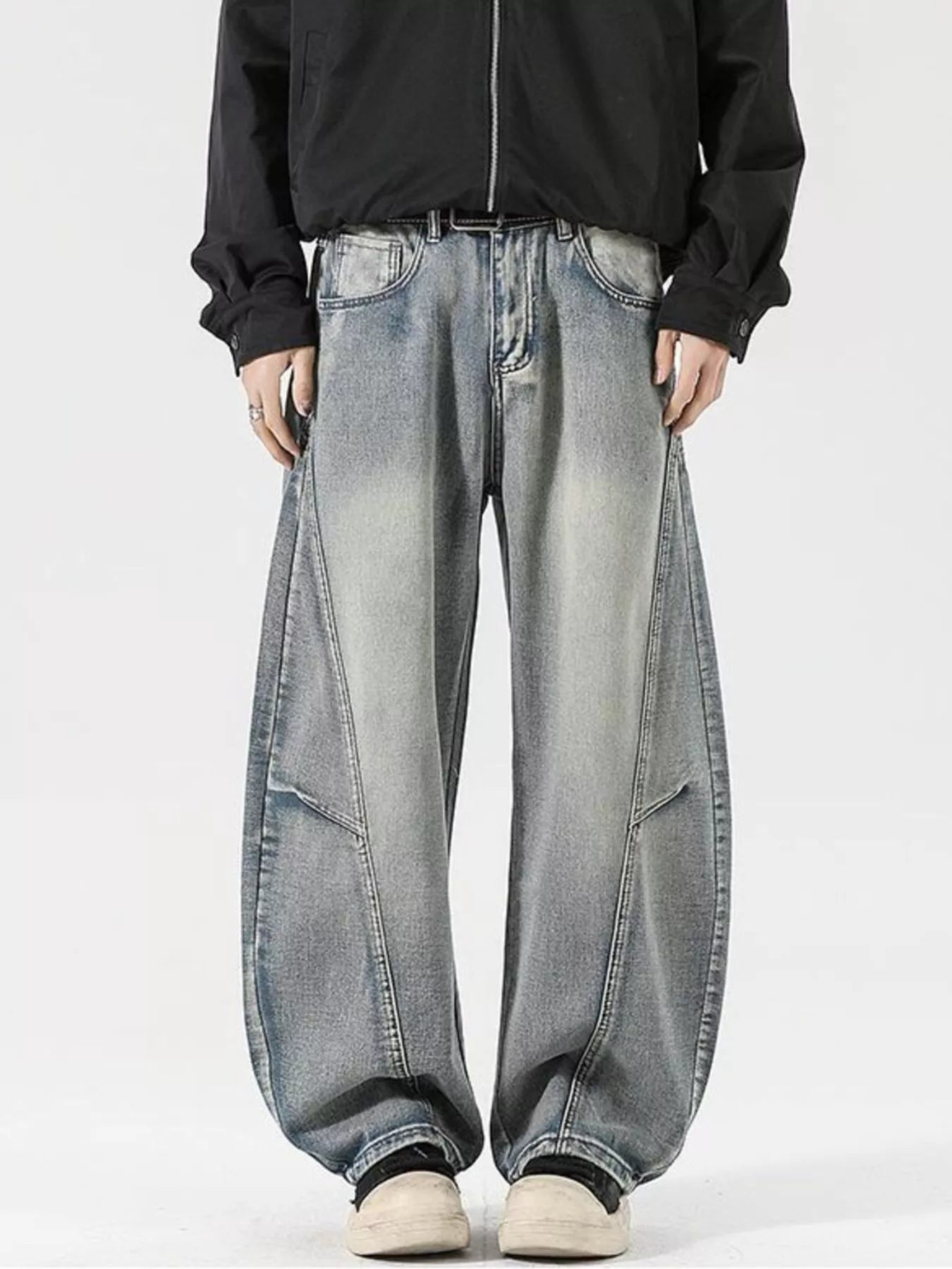 Men's Full Size Washed Wide Leg Jeans Plus Size