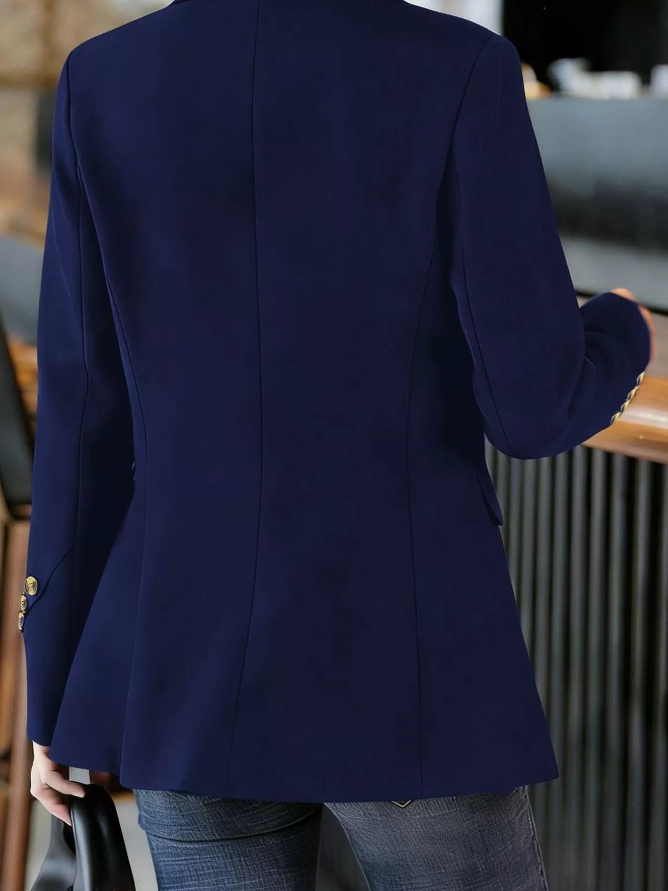 Full Size One Button Lapel Collar Blazer Plus Size