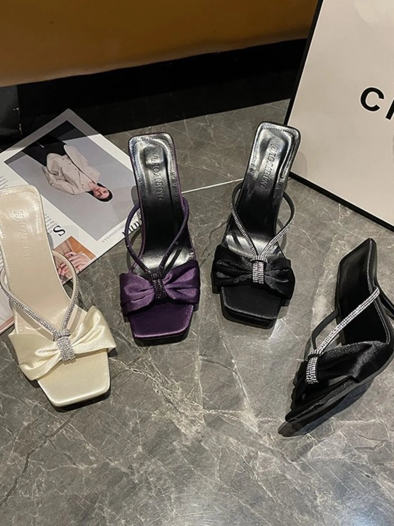 Bow Mid Heel Sandals