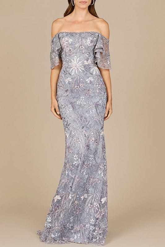 Elegant Off Shoulder Embellished Gown